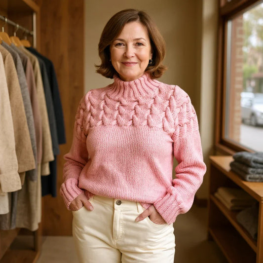 Juno | Blush Cable Knit Sweater